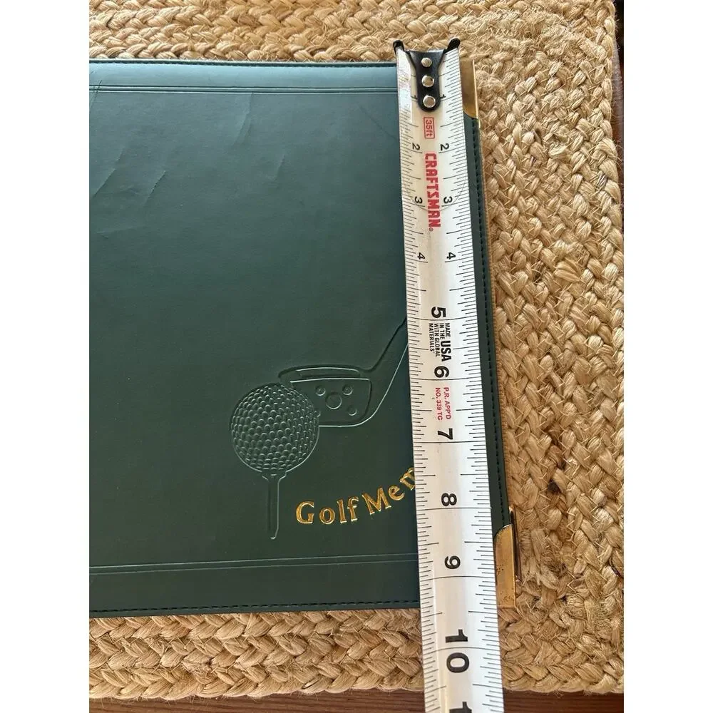 Vtg Golf Memories‎ Photo Album Golf Binder Green Faux Leather 30 Pages Brass
